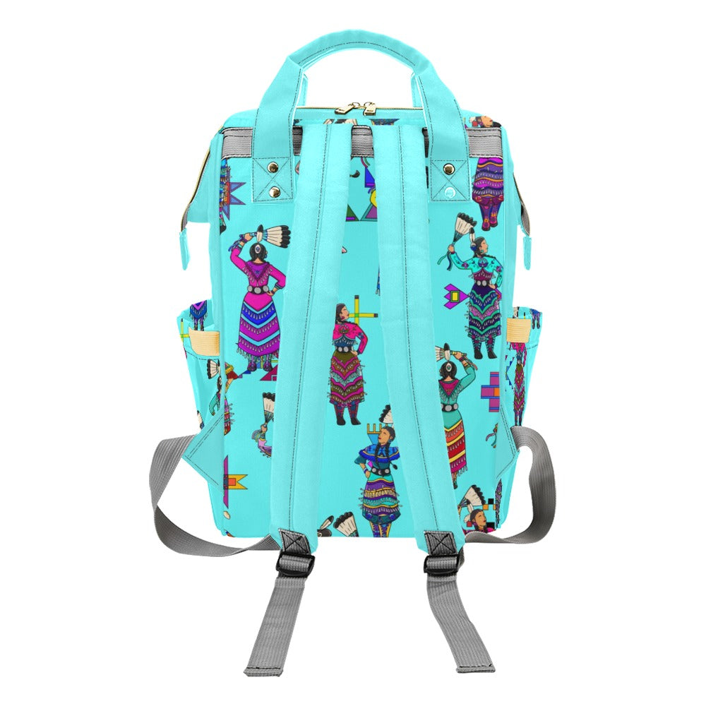 Women's Jingle Dancers Turquoise Multi-Function Diaper Backpack