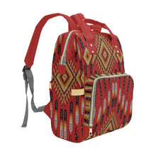 Load image into Gallery viewer, Fire Feather Red Multi-Function Diaper Backpack/Diaper Bag
