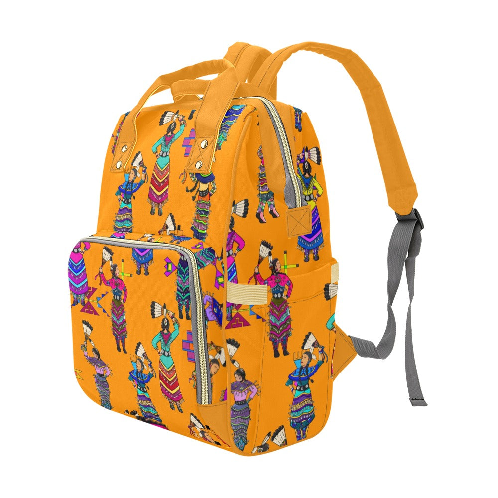 Women's Jingle Dancers Orange Multi-Function Diaper Backpack
