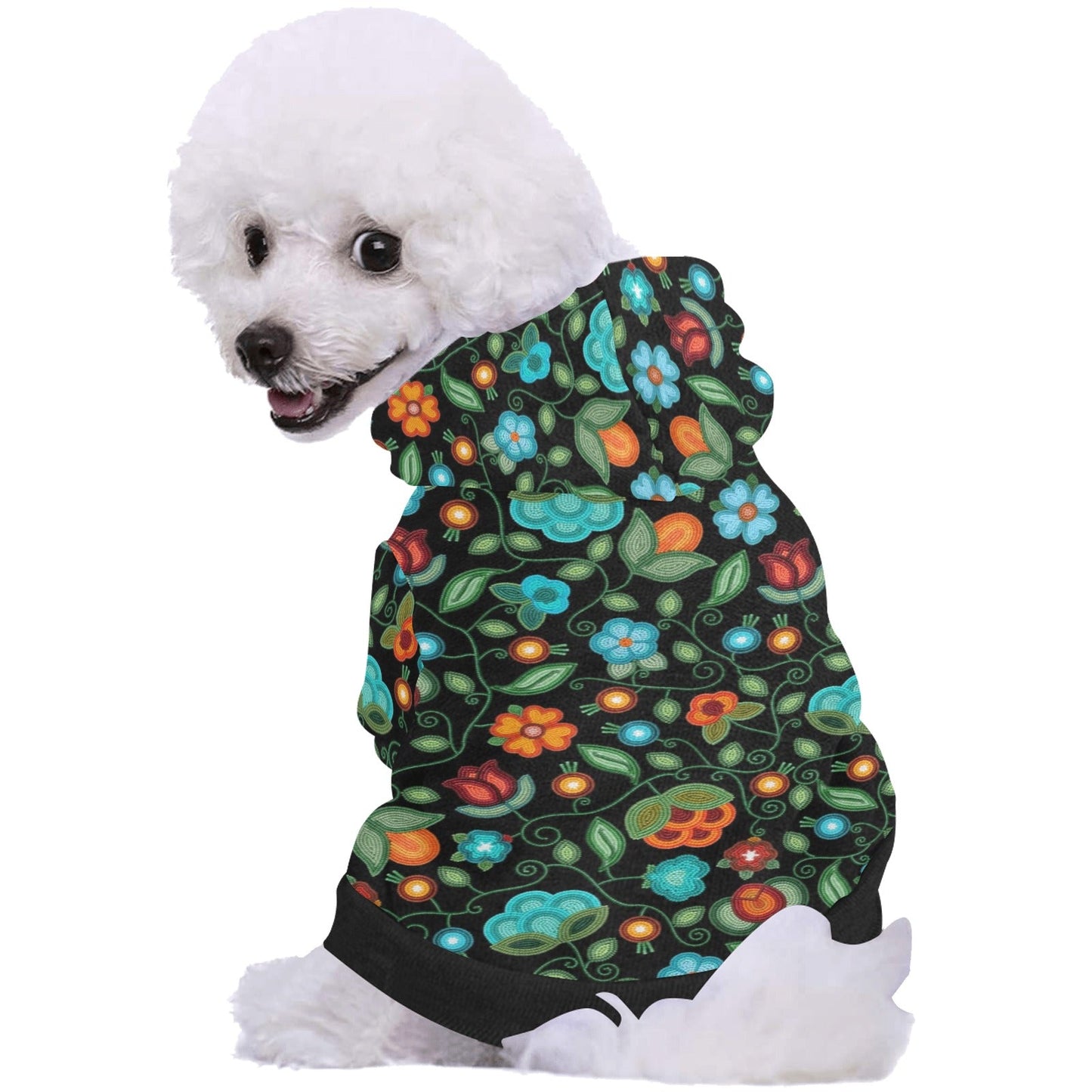 Prairie Fire Petals Black Pet Hoodie