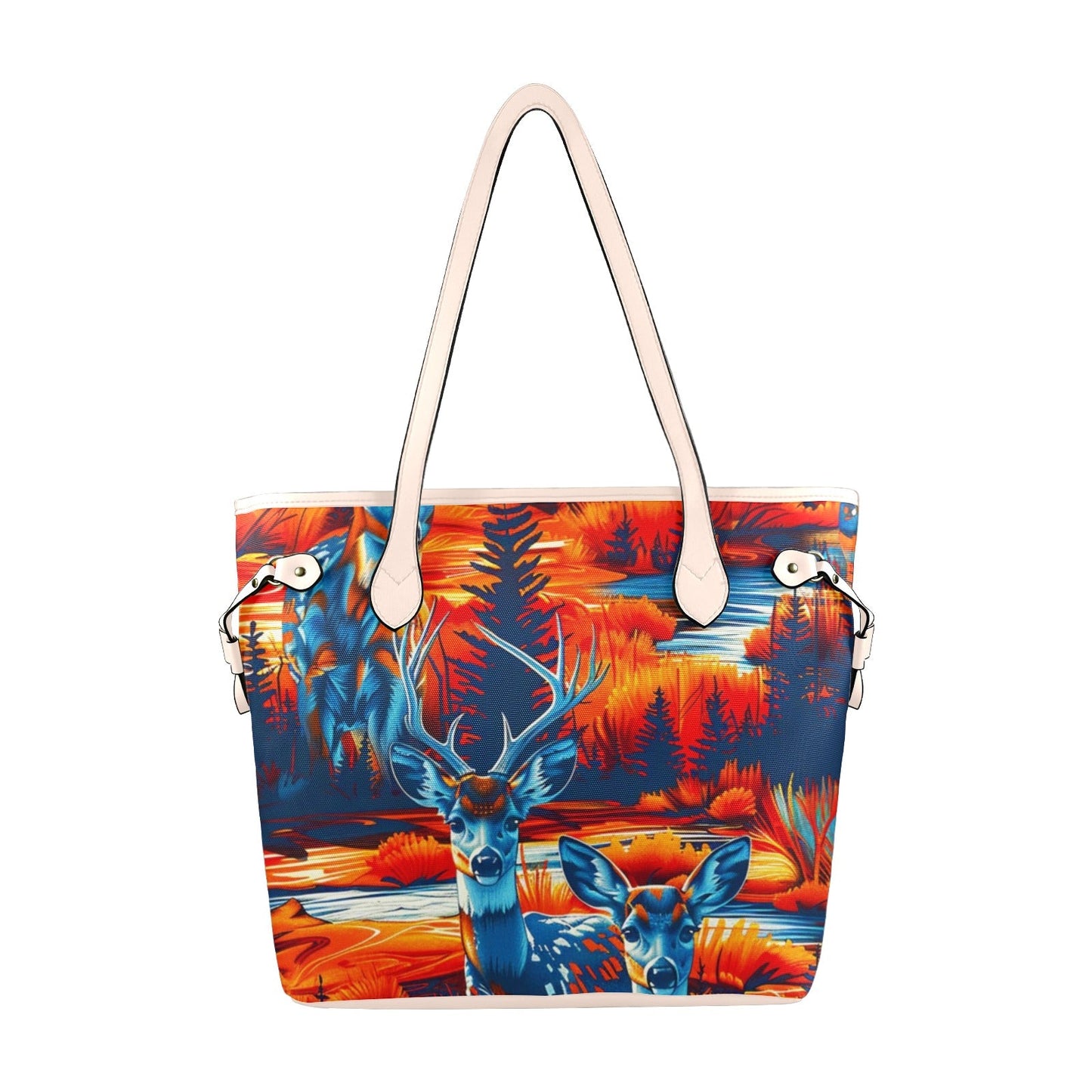 Deer Family Clover Canvas Tote Bag