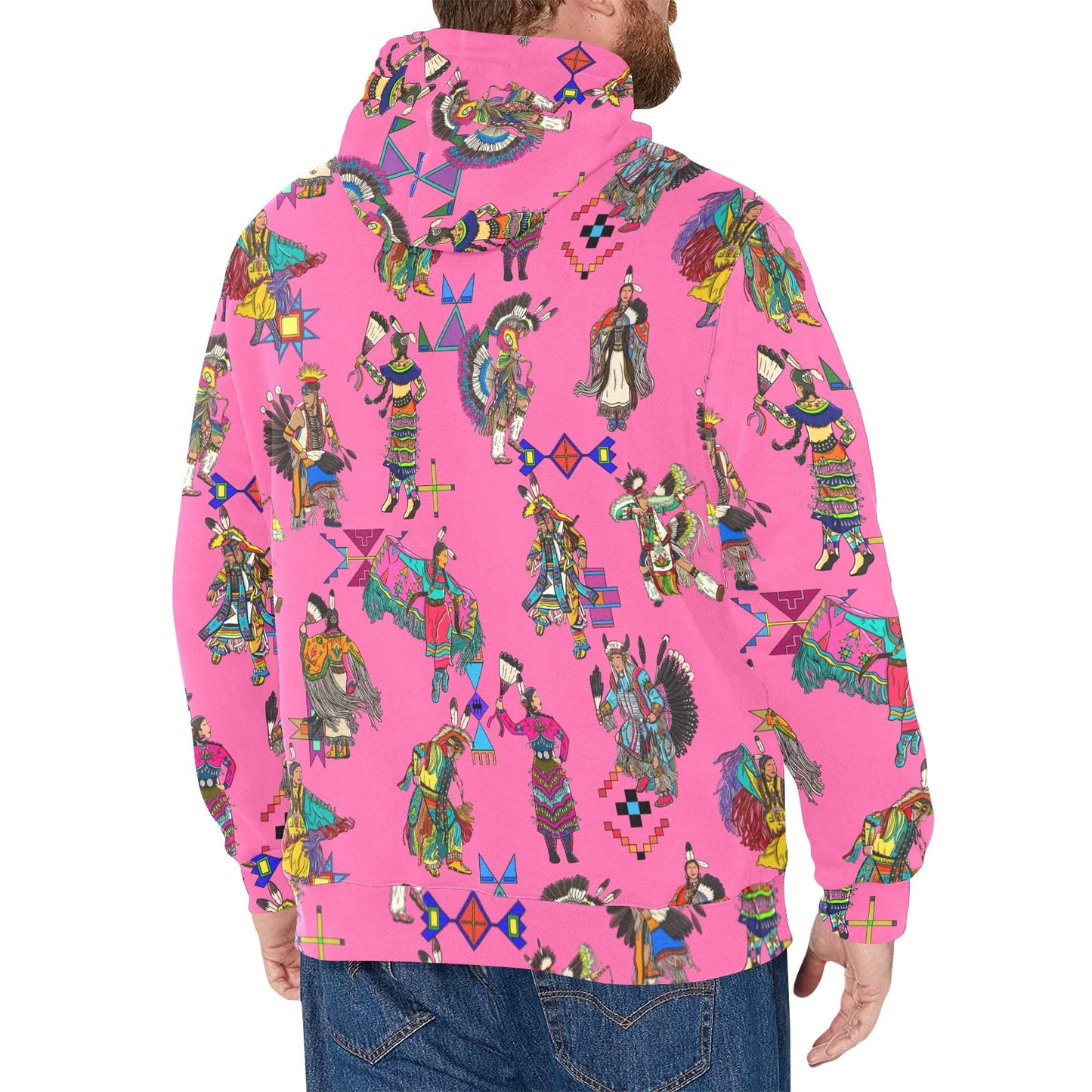 Grand Entry Dancer Pink Men's Long Sleeve Fleece Hoodie