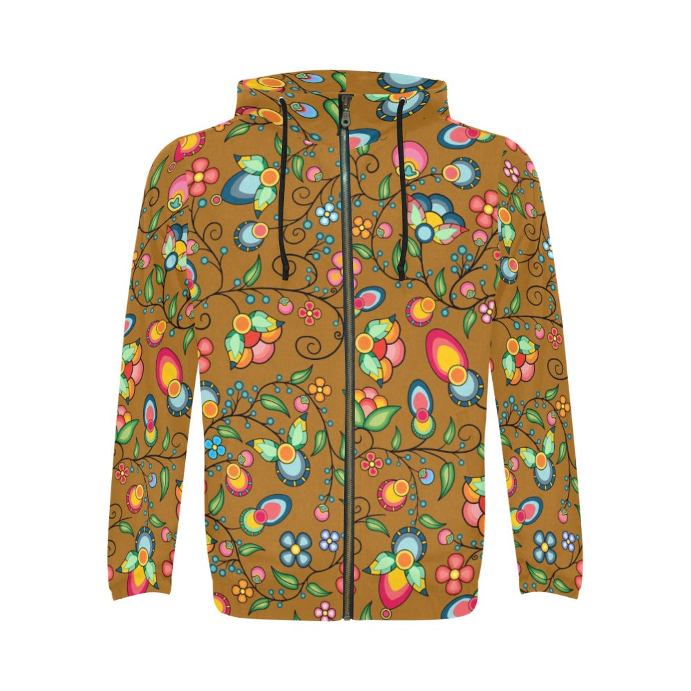 Floral Bounty Fall Leaves Zip Hoodie