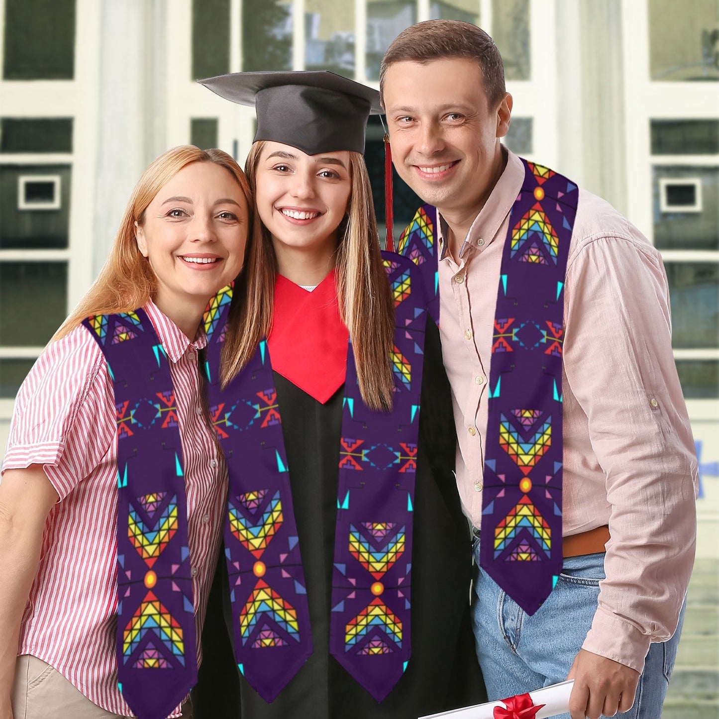 Rainy Chief Rainbow Dark Purple Graduation Stole