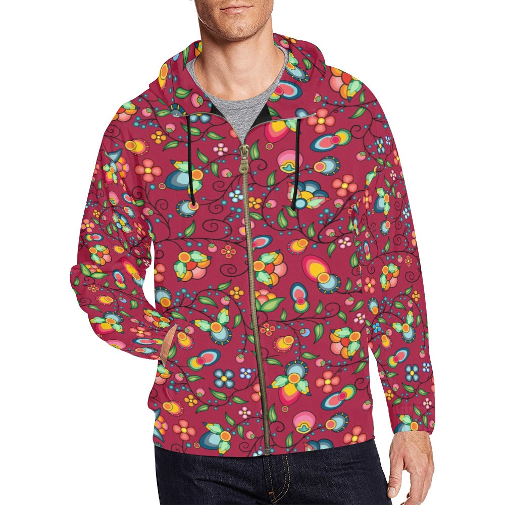 Floral Bounty Magenta Men's Zipper Hoodie