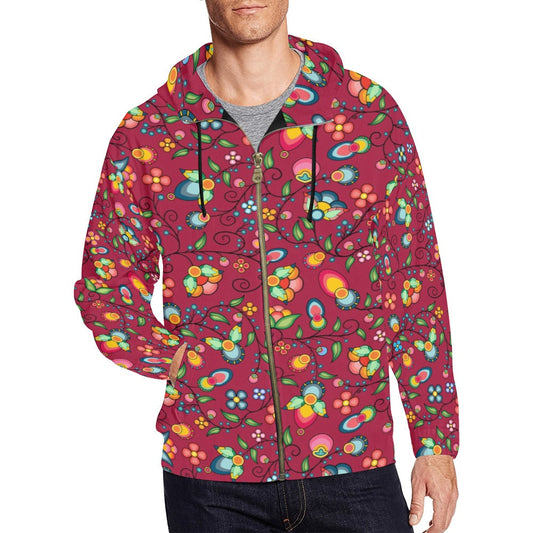 Floral Bounty Magenta Men's Zipper Hoodie