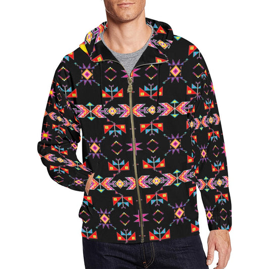 Scattered Generations Black Men's Zipper Hoodie