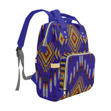 Load image into Gallery viewer, Fire Feather Blue Multi-Function Diaper Backpack/Diaper Bag
