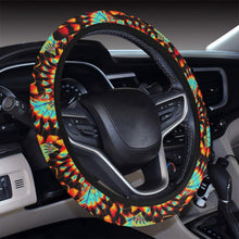 Load image into Gallery viewer, Hawk Feathers Fire and Turquoise Steering Wheel Cover with Elastic Edge
