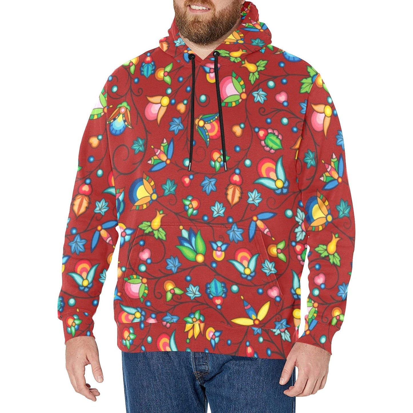 Prairie Plains Spirit Red Men's Long Sleeve Fleece Hoodie