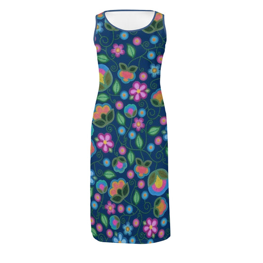 Turquoise Sunbeam Blue Phaedra Sleeveless Open Fork Long Dress