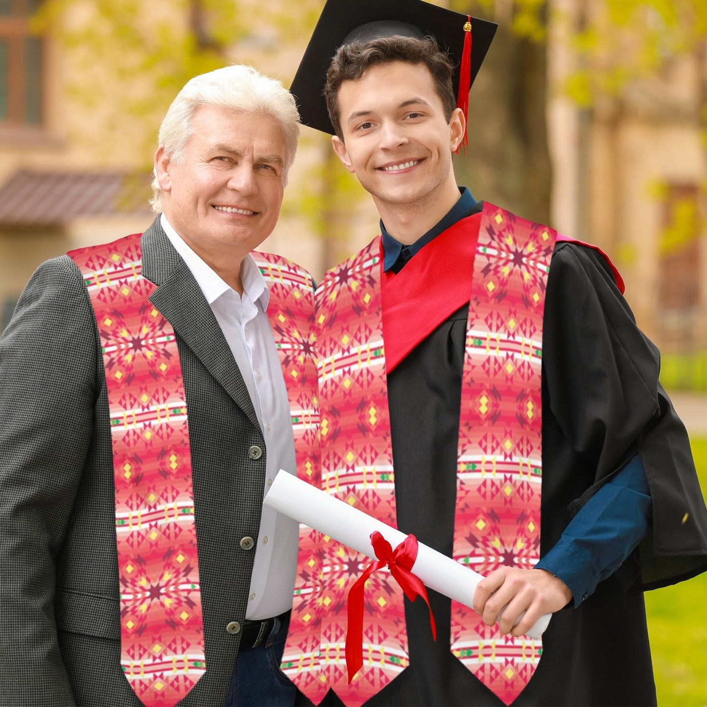 Red Pink Star Graduation Stole