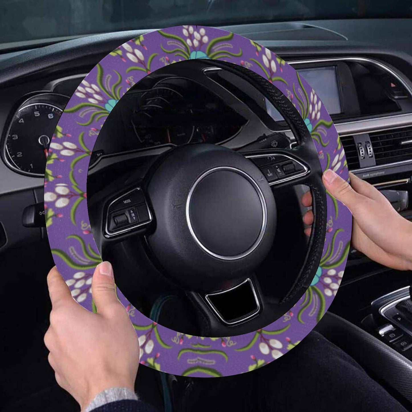 First Bloom Royal Steering Wheel Cover with Elastic Edge