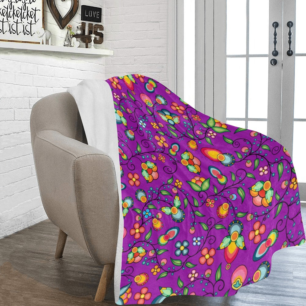 Floral Bounty Purple X-Large Micro Fleece Blanket