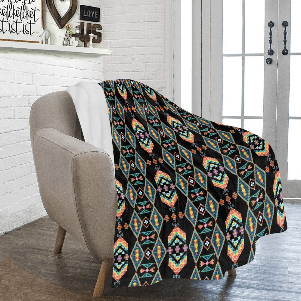 Travois Tipi Black Ultra-Soft Micro Fleece Blanket 50"x60"