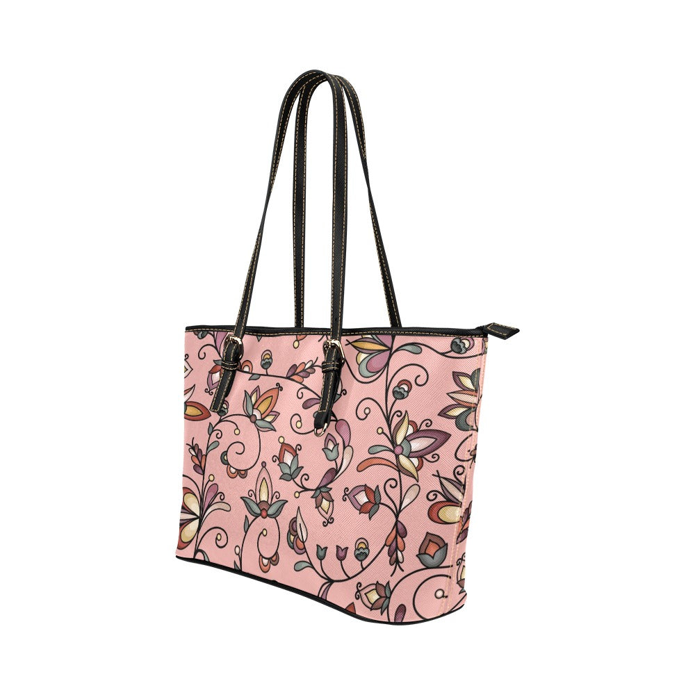Burnt Sky Petals Peach Leather Tote
