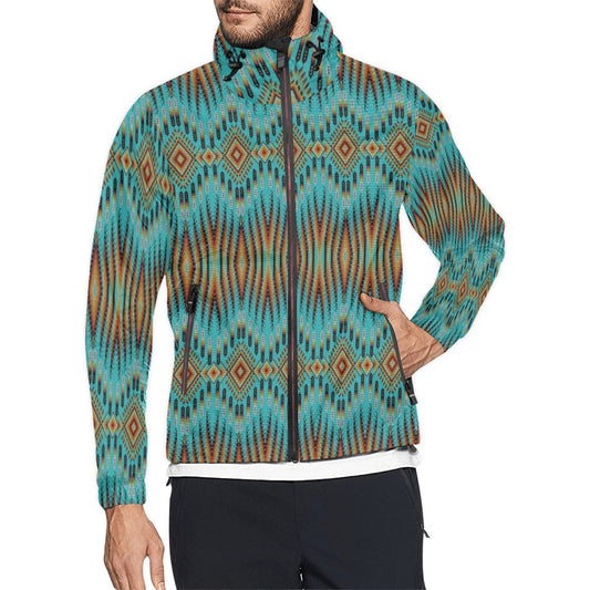 Fire Feather Turquoise Men's Windbreaker