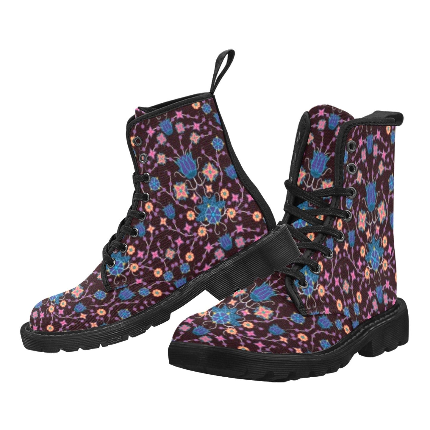 Floral Damask Purple Boots for Men