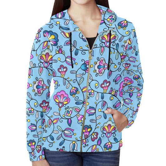 Autumn Bundle Blessing Blue Full Zip Hoodie for Women