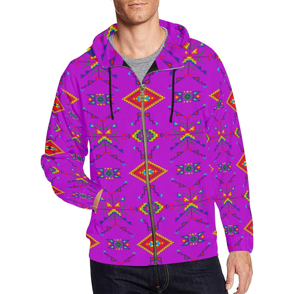 Buffalo Jump Purple Men's Zipper Hoodie