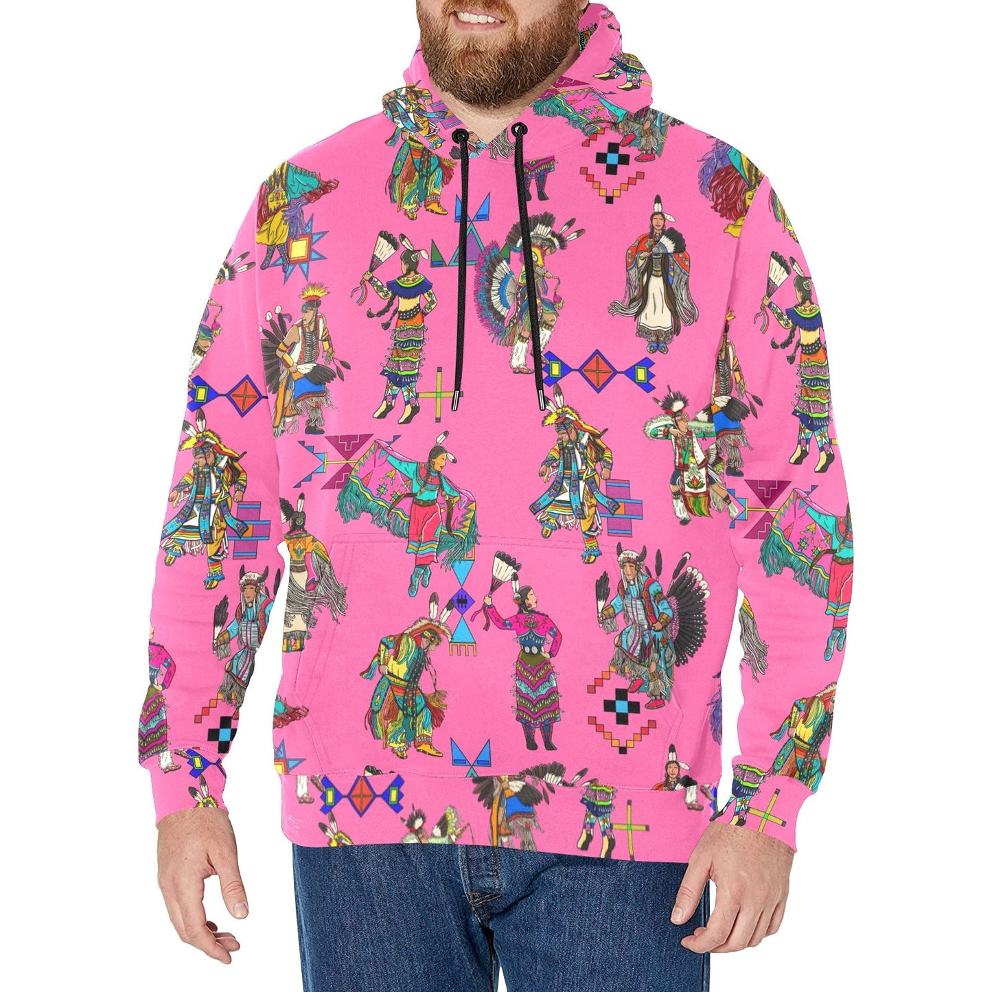 Grand Entry Dancer Pink Men's Long Sleeve Fleece Hoodie