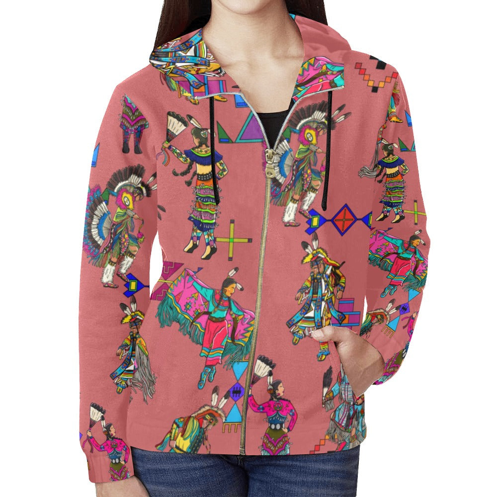 Grand Entry Dancers Terra Cotta Full Zip Hoodie for Women
