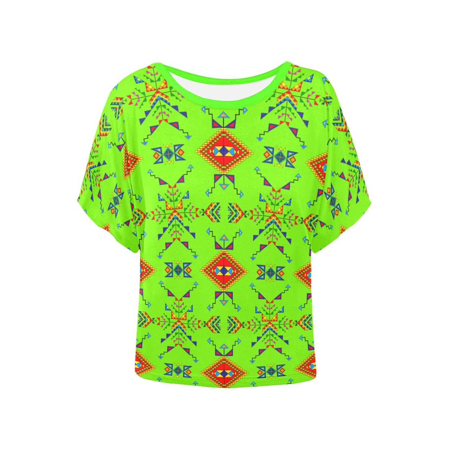 Buffalo Jump Neon Green Women's Batwing-Sleeved Blouse T shirt