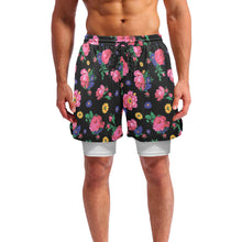 Load image into Gallery viewer, Kokum Ceremony Black Men&#39;s Sports Shorts with Compression Liner
