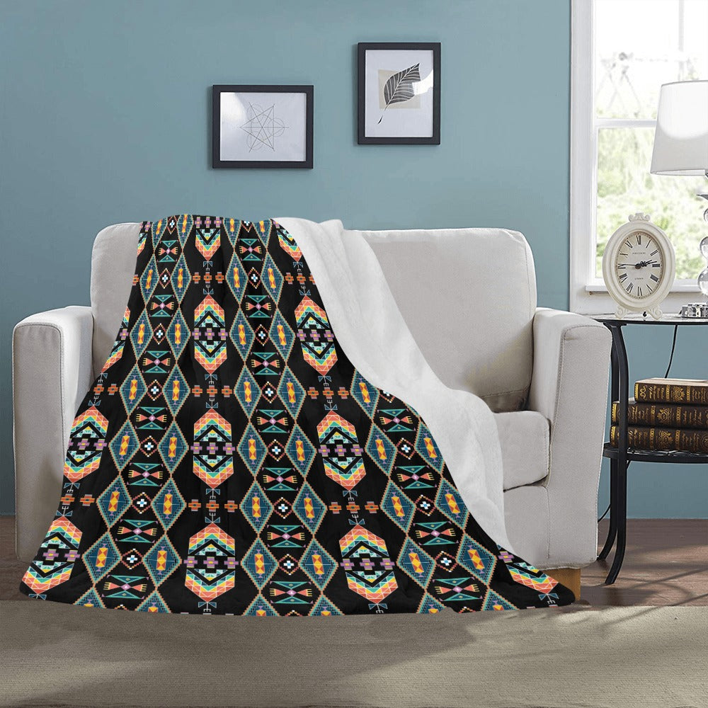 Travois Tipi Black Ultra-Soft Micro Fleece Blanket 50"x60"