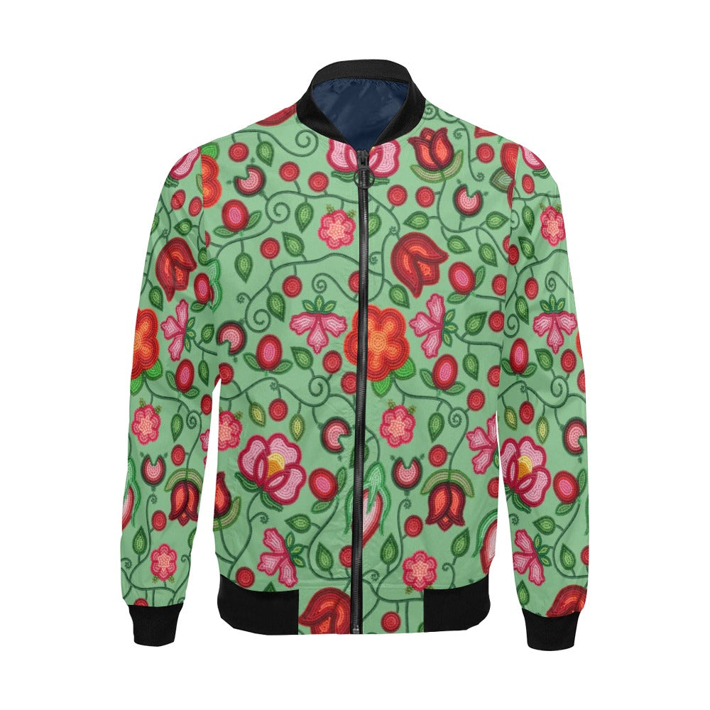 Rose Reverie Green Bomber Jacket