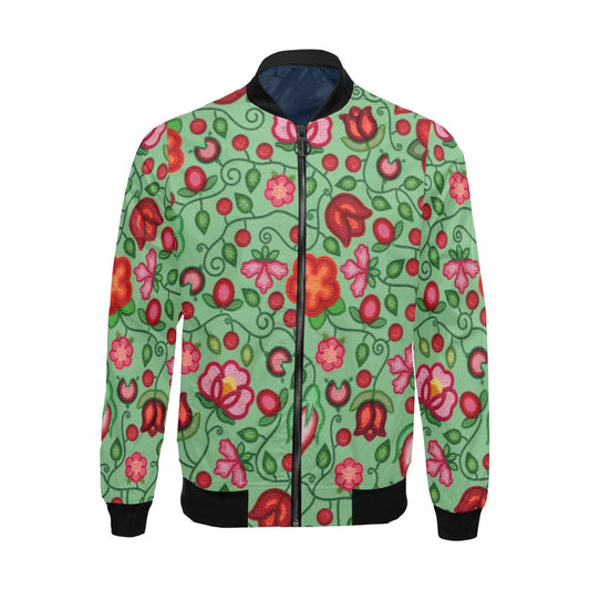 Rose Reverie Green Bomber Jacket