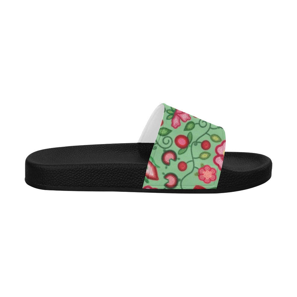 Rose Reverie Green Slide Sandals