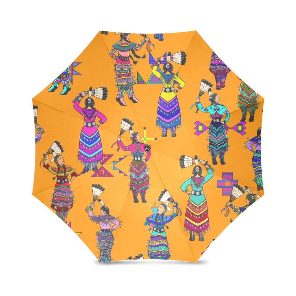Women's Jingle Dancers Orange Foldable Umbrella
