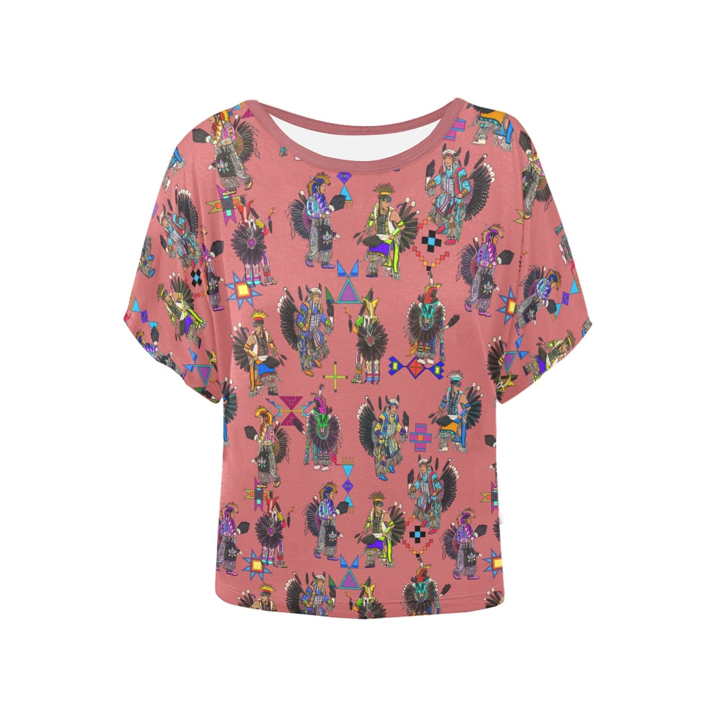 Men's Tradish Dancers Terra Cotta Women's Batwing-Sleeved Blouse T shirt