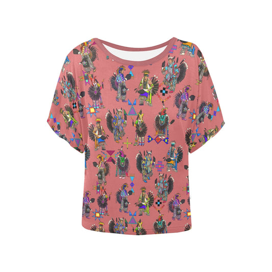 Men's Tradish Dancers Terra Cotta Women's Batwing-Sleeved Blouse T shirt