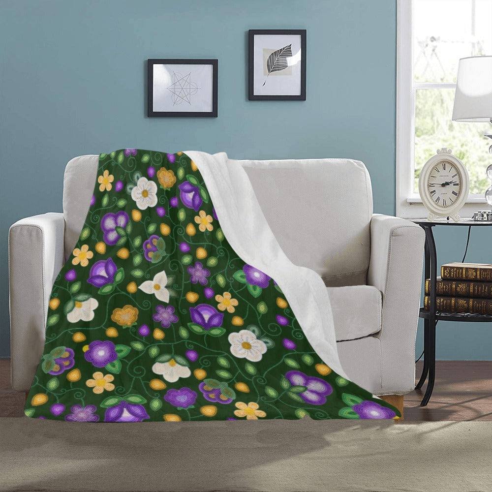 Midnight Moss Bloom Forest Small Micro Fleece Blanket