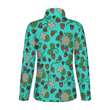 Load image into Gallery viewer, Strawberry Dreams Turquoise Long Sleeve Yoga Shirt
