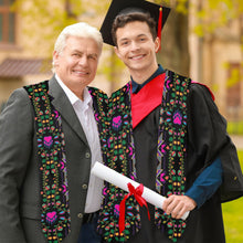 Load image into Gallery viewer, Geometric Floral Fall Black Graduation Stole
