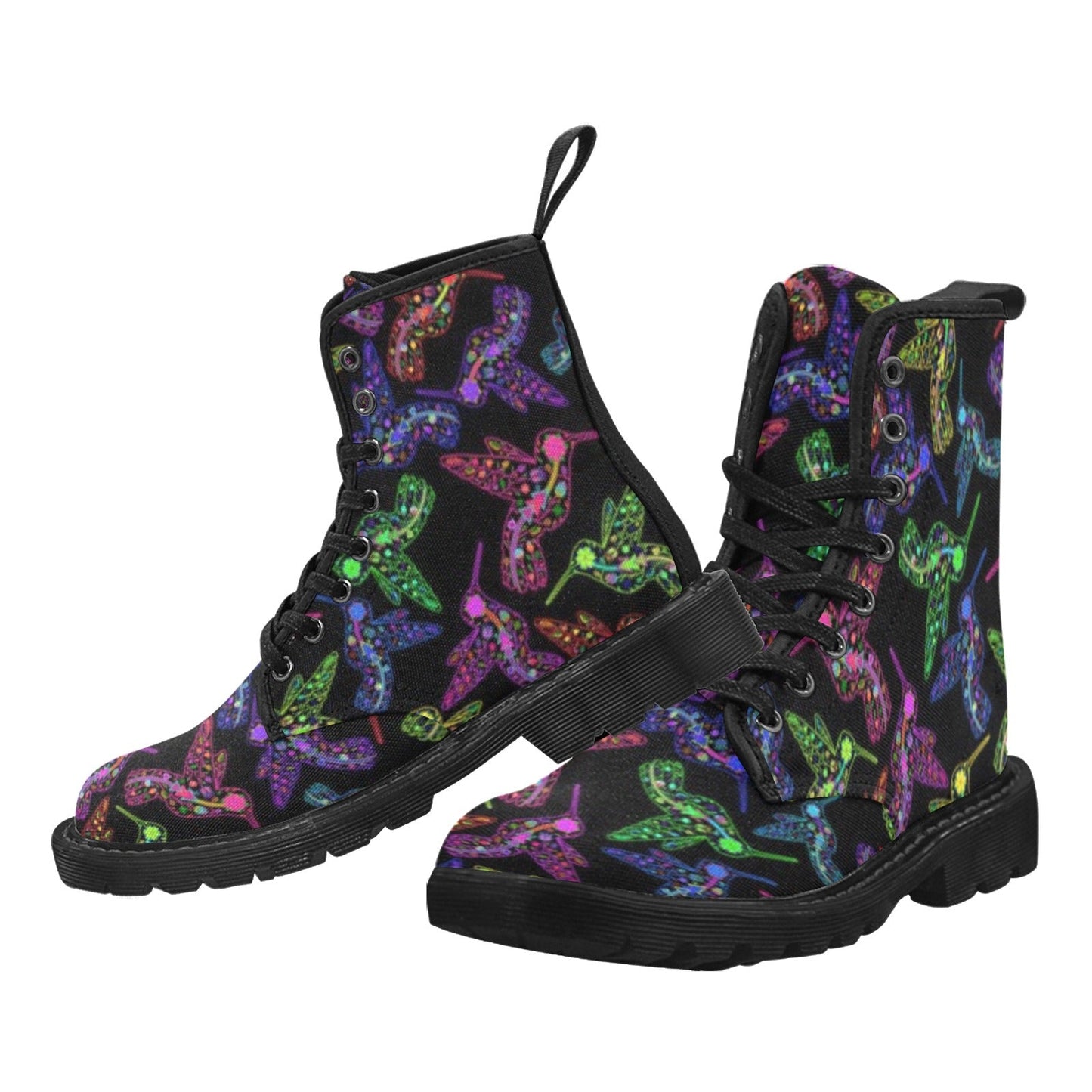 Neon Floral Hummingbirds Boots