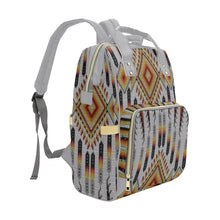 Load image into Gallery viewer, Fire Feather White Multi-Function Diaper Backpack/Diaper Bag
