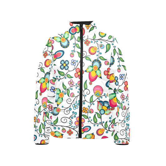 Floral Bounty White Stand Collar Jacket