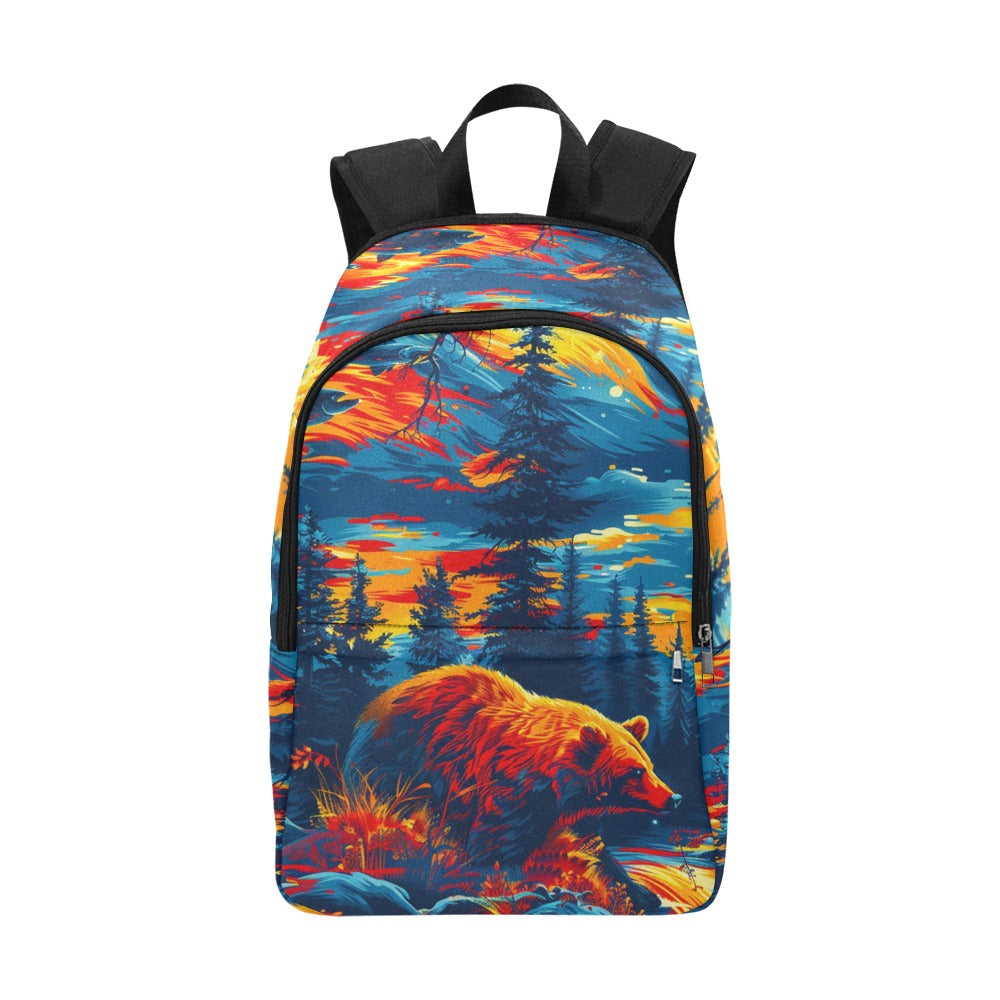 Fishing Bear Fabric Backpack for Adult
