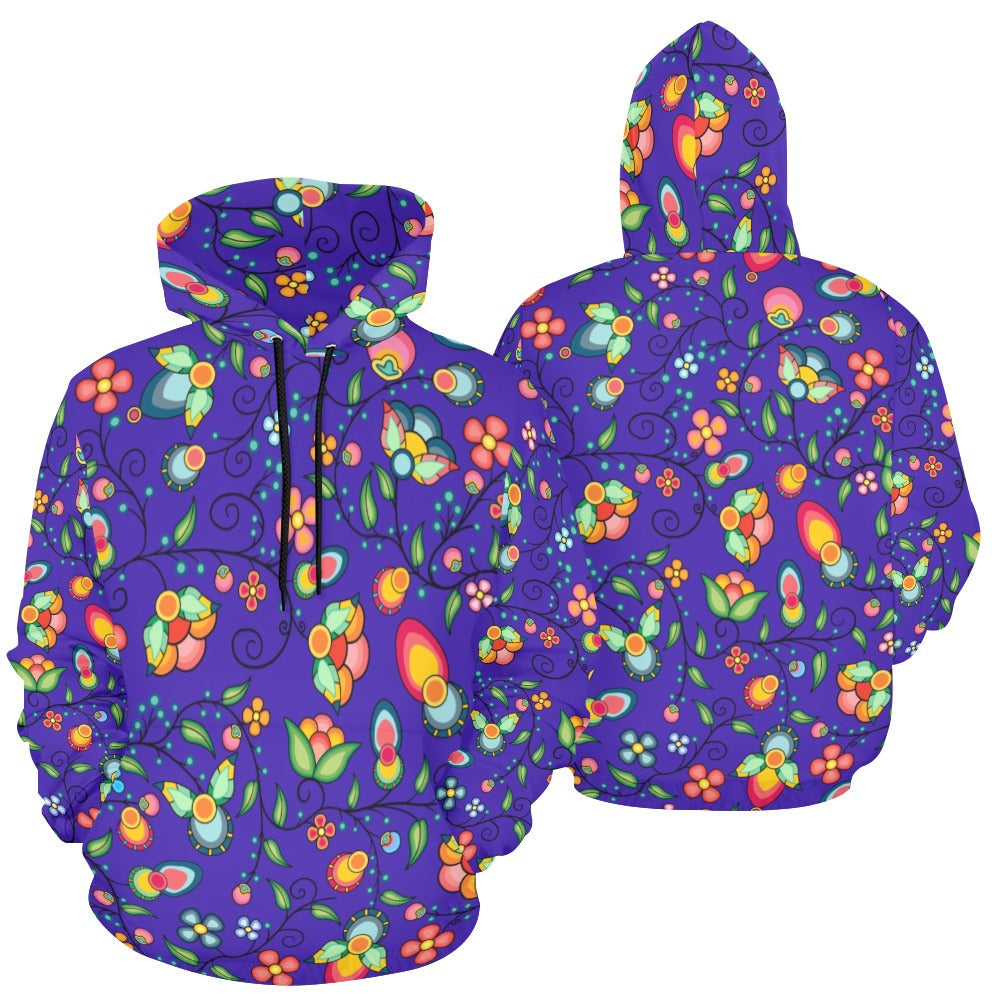 Floral Bounty Blue Hoodie for Women