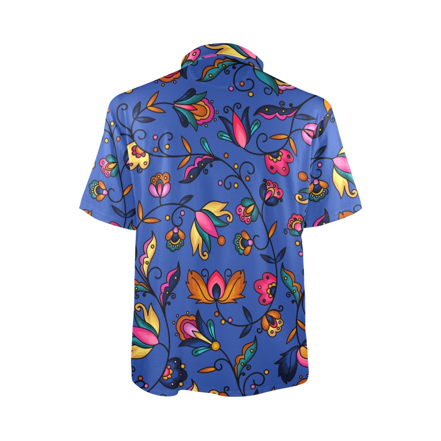 Copper Prairie Petals Blue Polo Shirt