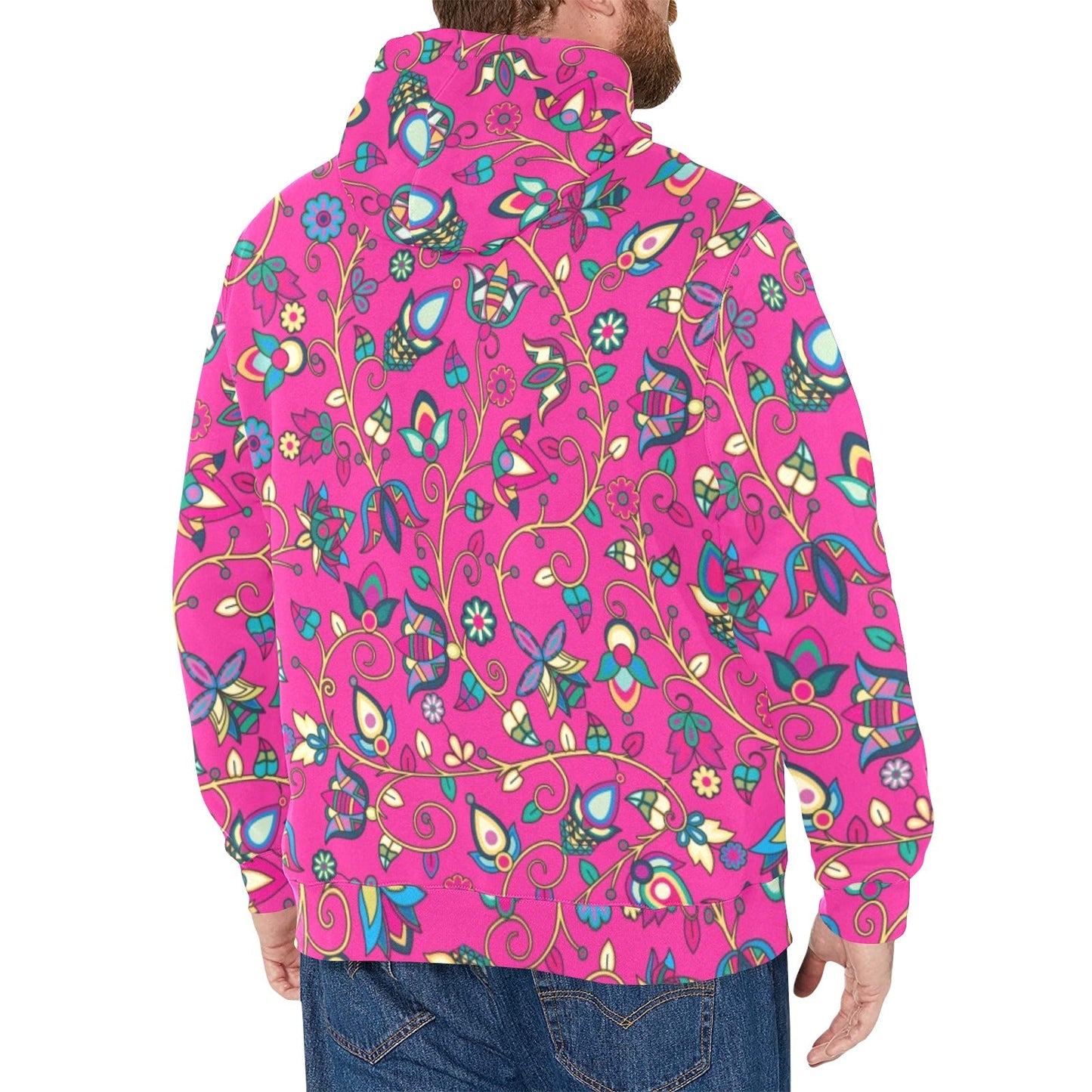 Thorny Path Pink Men's Long Sleeve Fleece Hoodie