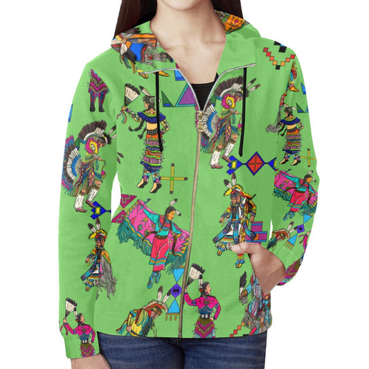 Grand Entry Dancers Grass Full Zip Hoodie for Women