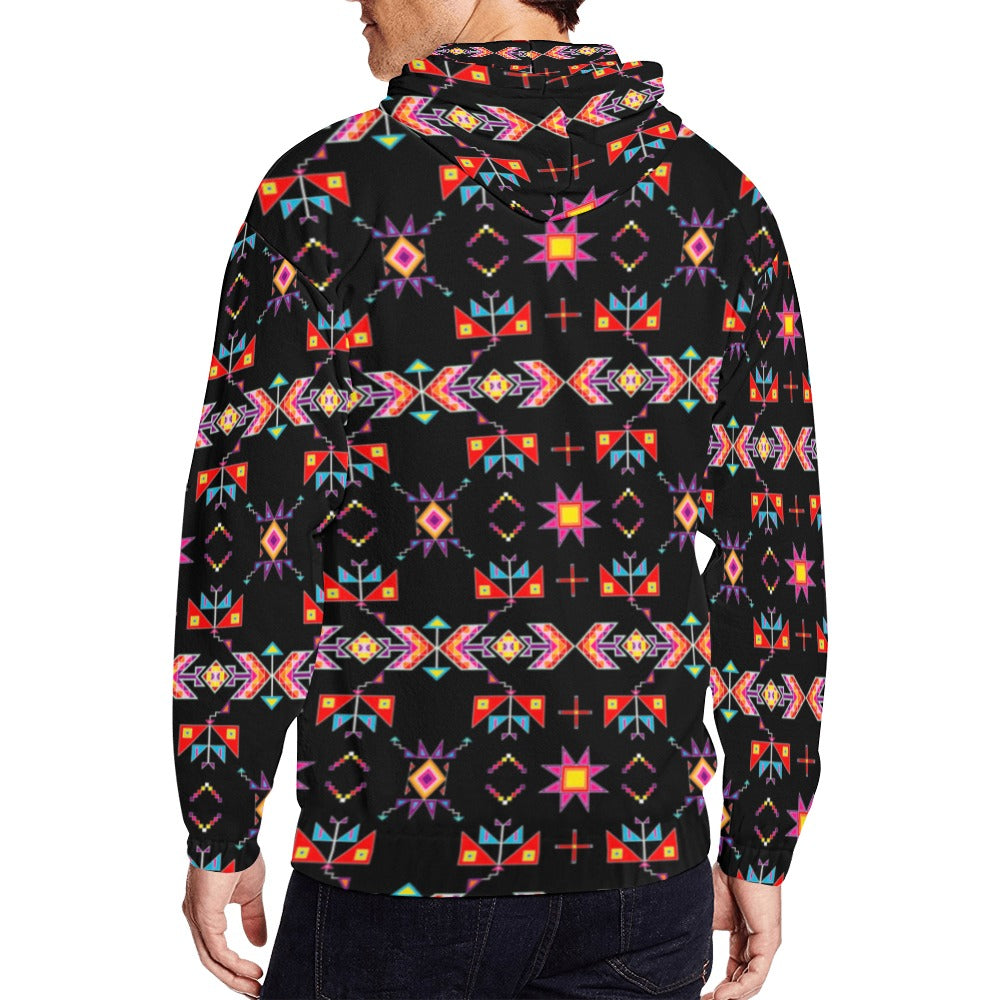 Scattered Generations Black Men's Zipper Hoodie