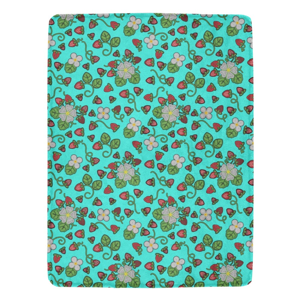 Strawberry Dreams Turquoise X-Large Micro Fleece Blanket