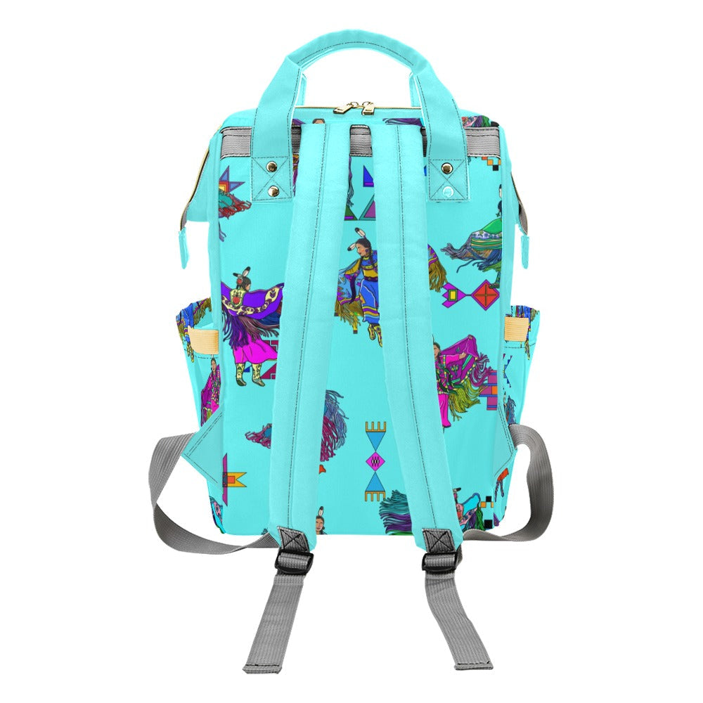 Women's Fancy Dancers Turquoise Multi-Function Diaper Backpack