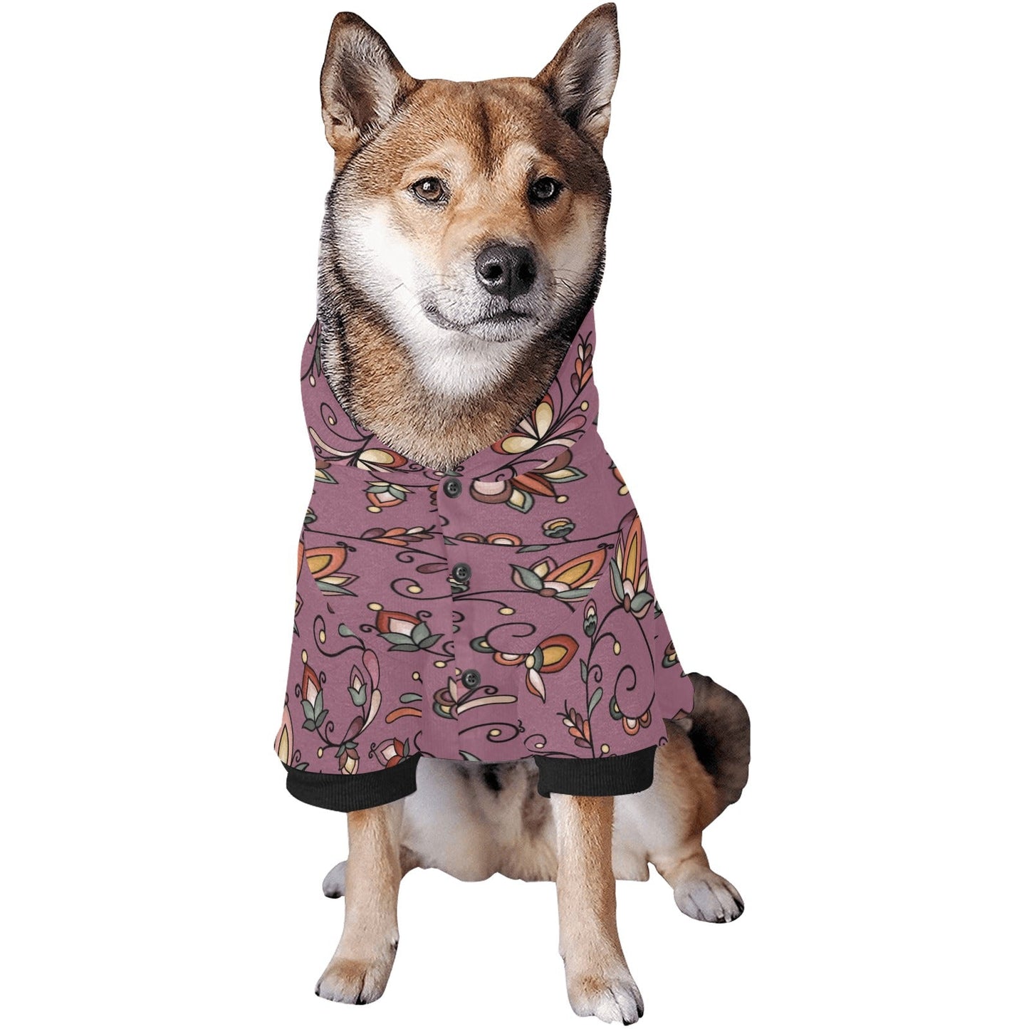 Burnt Sky Petals Magenta Pet Dog Hoodie